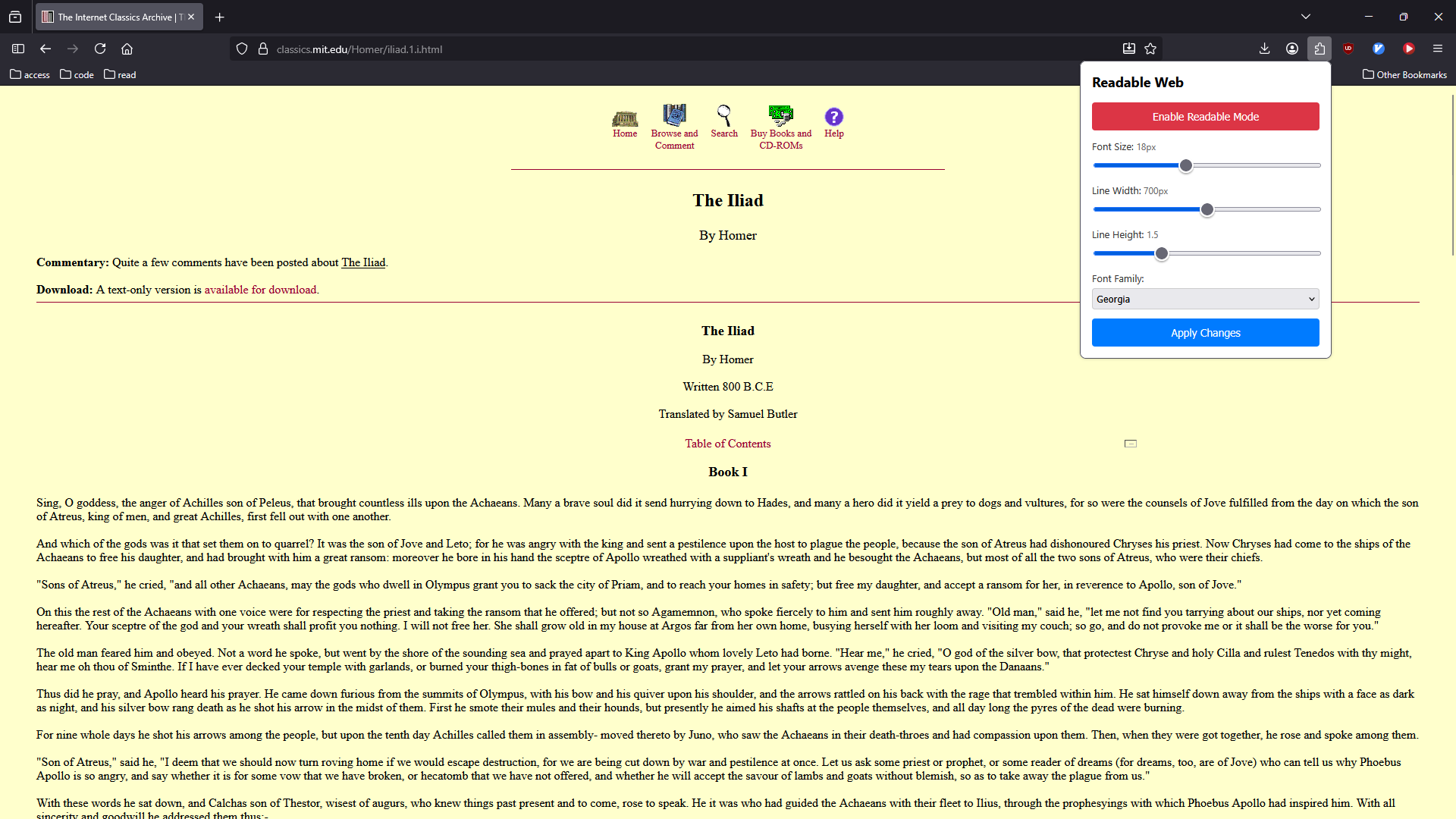 Readable Web Example Screenshot #1