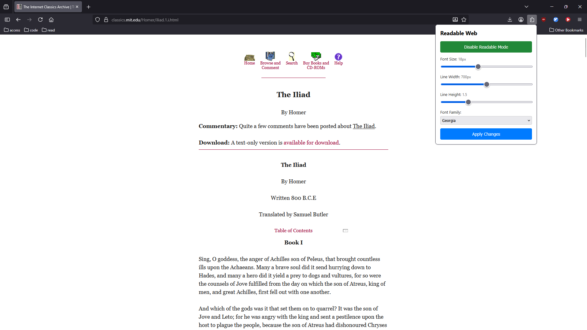 Readable Web Example Screenshot #2